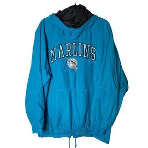 Vintage Florida Marlins Windbreaker Jacket Sz L 90s Retro 2 Sided Embroidery Zip